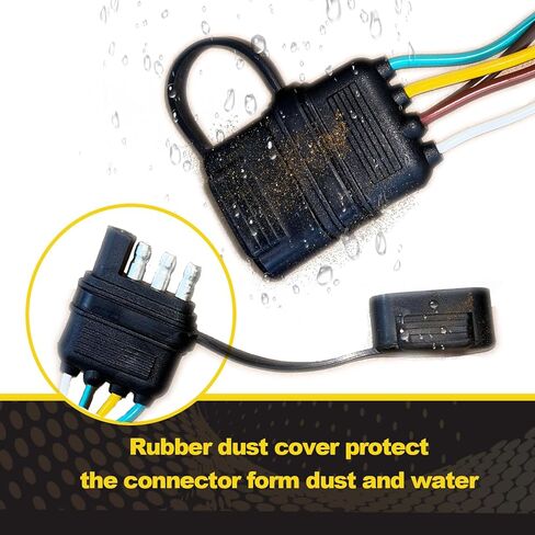 26FT 4 Pin 5 Wire Trailer Wiring Harness with PVC Protective Tube, 4 Way Flat Trailer Connector, Trailer Lights and Wiring Kit, Trailer Wire Connector Plug for Trailer Boat RV Tractor... (26FT) in Kuwait