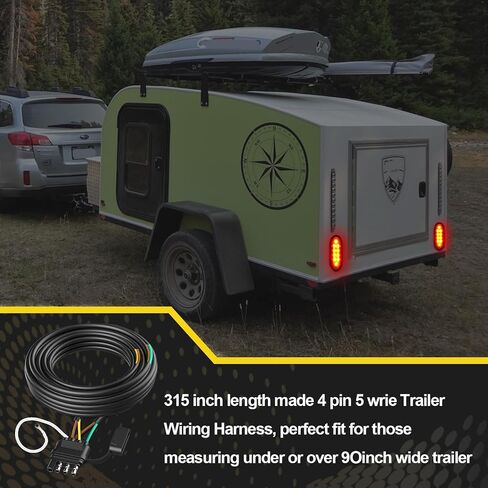 26FT 4 Pin 5 Wire Trailer Wiring Harness with PVC Protective Tube, 4 Way Flat Trailer Connector, Trailer Lights and Wiring Kit, Trailer Wire Connector Plug for Trailer Boat RV Tractor... (26FT) in Kuwait