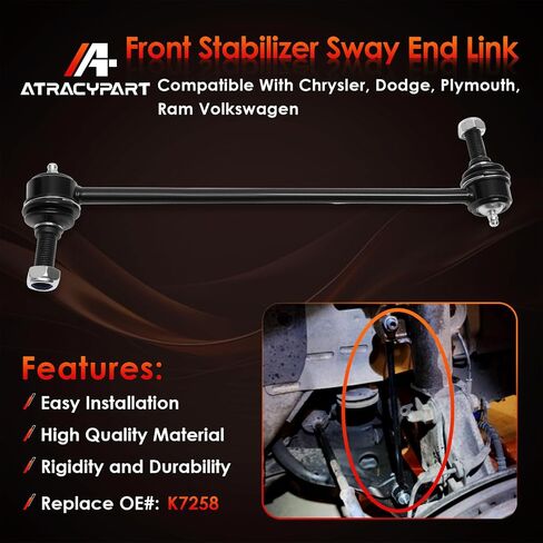 K7258 Sway Bar Front Stabilizer Bar End Link Compatible With 1996-2019 Chrysler Pacifica Town & Country Voyager, Dodge Caravan & Grand Caravan, Plymouth, Ram C/V & VW Routan 2pc in Saudi Arabia