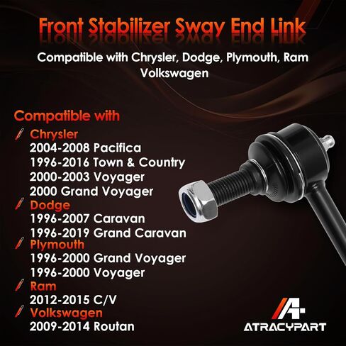K7258 Sway Bar Front Stabilizer Bar End Link Compatible With 1996-2019 Chrysler Pacifica Town & Country Voyager, Dodge Caravan & Grand Caravan, Plymouth, Ram C/V & VW Routan 2pc in Saudi Arabia