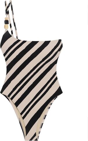 Vitamin A Women's Swimwear Sandbar Stripe Terra Asymmetrical One Piece Swimsuit in Kuwait