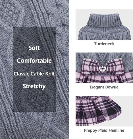 KYEESE Dog Sweater Dress for Medium Large Dogs Turtleneck Thick Knit in Kuwait