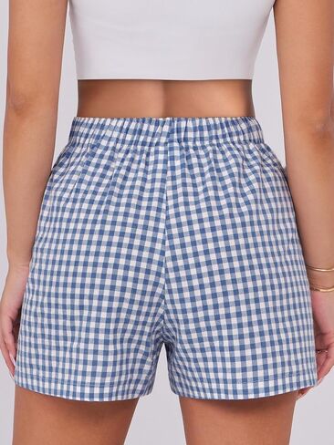 ANRABESS Shorts for Women Casual Summer Plaid Pajama Shorts Soft Elastic Gingham Lounge Sleep Boxers Bottoms in Saudi Arabia