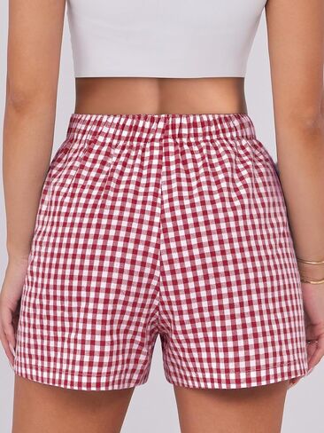ANRABESS Shorts for Women Casual Summer Plaid Pajama Shorts Soft Elastic Gingham Lounge Sleep Boxers Bottoms in Saudi Arabia