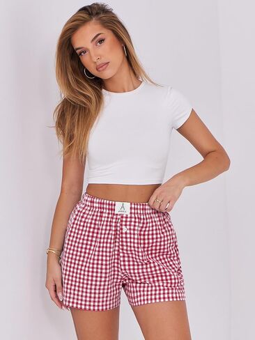 ANRABESS Shorts for Women Casual Summer Plaid Pajama Shorts Soft Elastic Gingham Lounge Sleep Boxers Bottoms in Saudi Arabia