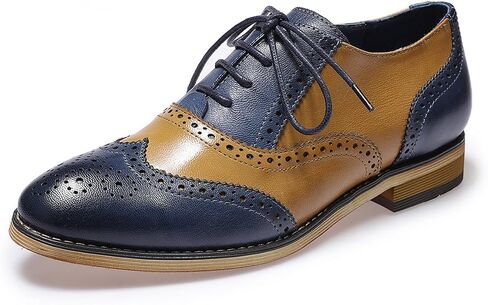Mona flying Womens Vintage Wingtip Oxfords Ladies Lace up Leather Shoes in Kuwait