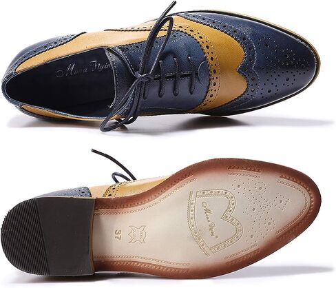 Mona flying Womens Vintage Wingtip Oxfords Ladies Lace up Leather Shoes in Kuwait