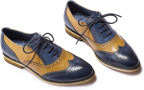 Mona flying Womens Vintage Wingtip Oxfords Ladies Lace up Leather Shoes in Kuwait