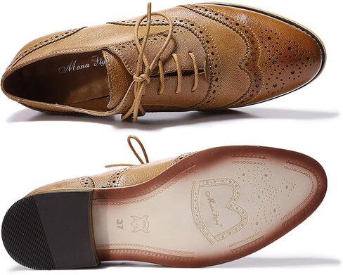Mona flying Womens Vintage Wingtip Oxfords Ladies Lace up Leather Shoes in Kuwait