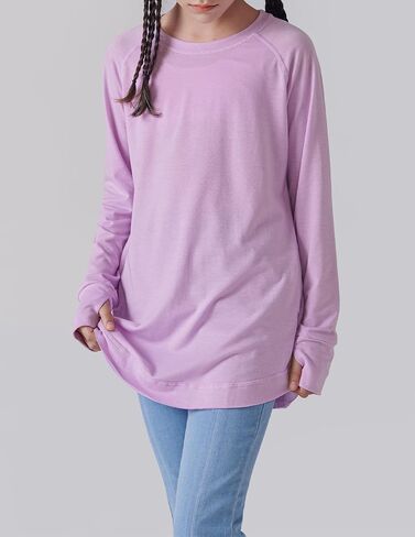 Liberty Pro 2-Pack Girls' Loose Fit Long Sleeve Tunic Tops with Pockets and Thumb Holes, Casual T Shirts for Tween Kids in Saudi Arabia