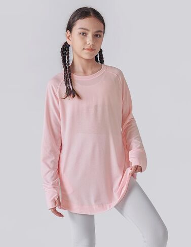 Liberty Pro 2-Pack Girls' Loose Fit Long Sleeve Tunic Tops with Pockets and Thumb Holes, Casual T Shirts for Tween Kids in Saudi Arabia