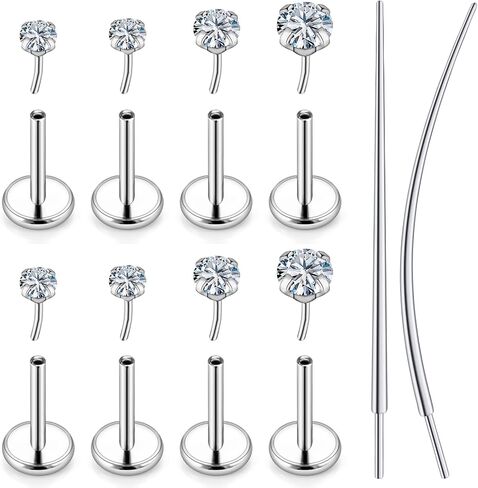 Jenxnjsjo 20/18g Threadless Flat Back Nose Lip Rings Cartilage Studs Earrings Surgical Steel Piercing Jewelry for Women Men in Saudi Arabia