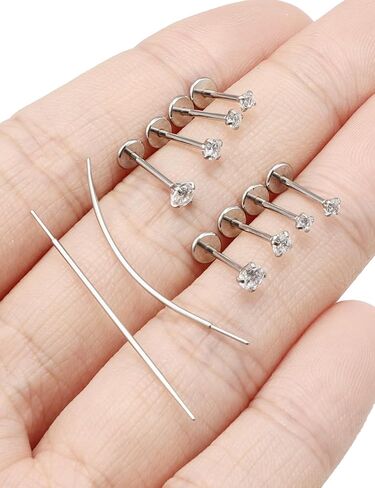 Jenxnjsjo 20/18g Threadless Flat Back Nose Lip Rings Cartilage Studs Earrings Surgical Steel Piercing Jewelry for Women Men in Saudi Arabia