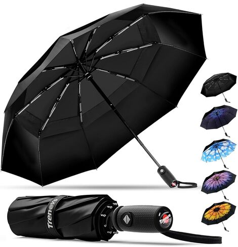 Travel Umbrella for Rain - 2024 Pro-Series Compact Umbrella, Small Umbrella for Backpack, Portable, Lightweight, Windproof, Heavy Duty, Automatic Folding Umbrella in Kuwait