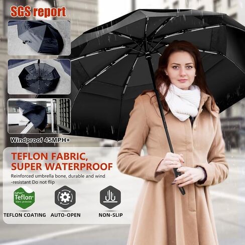 Travel Umbrella for Rain - 2024 Pro-Series Compact Umbrella, Small Umbrella for Backpack, Portable, Lightweight, Windproof, Heavy Duty, Automatic Folding Umbrella in Kuwait