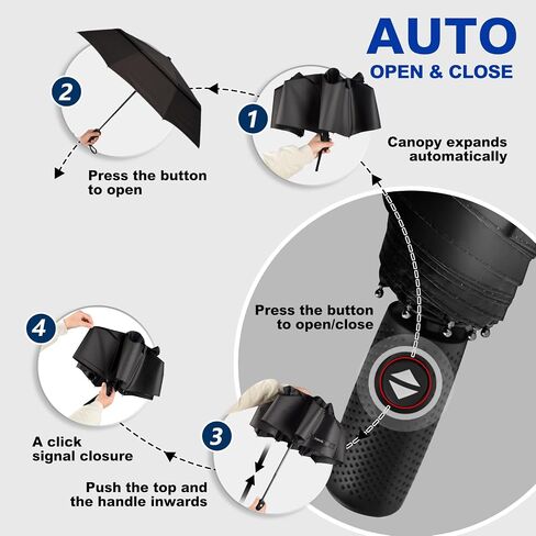 Travel Umbrella for Rain - 2024 Pro-Series Compact Umbrella, Small Umbrella for Backpack, Portable, Lightweight, Windproof, Heavy Duty, Automatic Folding Umbrella in Kuwait