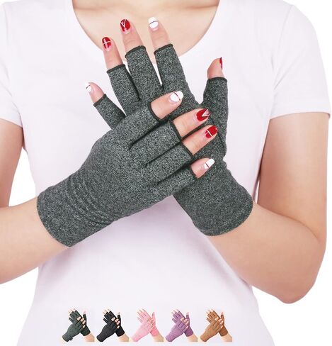 DISUPPO Arthritis Compression Gloves Relieve Pain from Rheumatoid, RSI,Carpal Tunnel, Hand Gloves Fingerless for Computer Typing and Dailywork, Support for Hands and Joints (S, Black) in Saudi Arabia