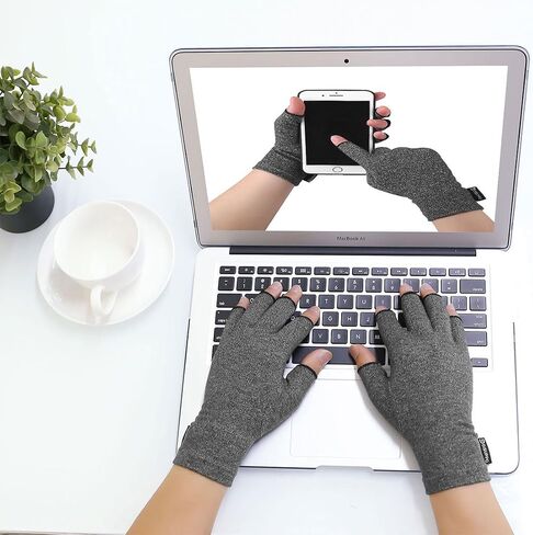 DISUPPO Arthritis Compression Gloves Relieve Pain from Rheumatoid, RSI,Carpal Tunnel, Hand Gloves Fingerless for Computer Typing and Dailywork, Support for Hands and Joints (S, Black) in Saudi Arabia