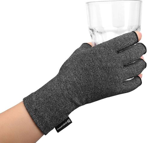 DISUPPO Arthritis Compression Gloves Relieve Pain from Rheumatoid, RSI,Carpal Tunnel, Hand Gloves Fingerless for Computer Typing and Dailywork, Support for Hands and Joints (S, Black) in Saudi Arabia