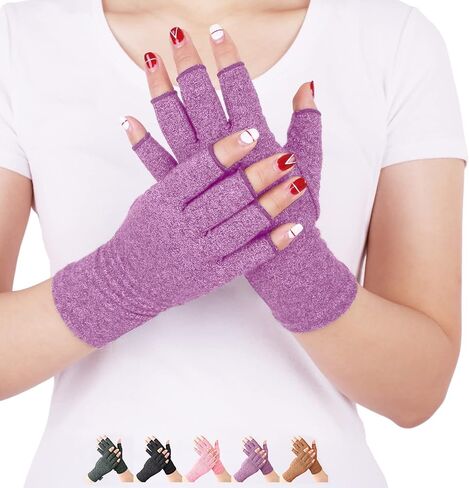 DISUPPO Arthritis Compression Gloves Relieve Pain from Rheumatoid, RSI,Carpal Tunnel, Hand Gloves Fingerless for Computer Typing and Dailywork, Support for Hands and Joints (S, Black) in Saudi Arabia