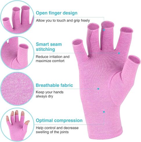 DISUPPO Arthritis Compression Gloves Relieve Pain from Rheumatoid, RSI,Carpal Tunnel, Hand Gloves Fingerless for Computer Typing and Dailywork, Support for Hands and Joints (S, Black) in Saudi Arabia