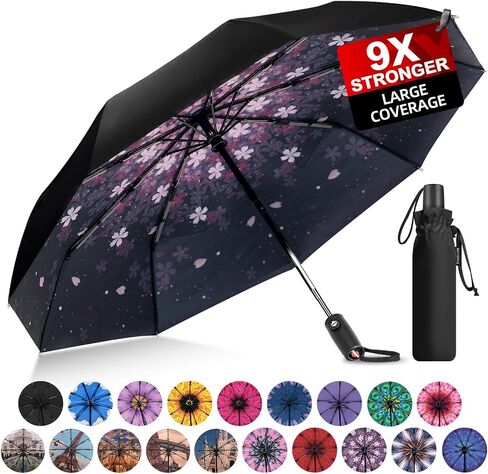 Travel Umbrella for Rain - 2024 Pro-Series Compact Umbrella, Small Umbrella for Backpack, Portable, Lightweight, Windproof, Heavy Duty, Automatic Folding Umbrella in Kuwait