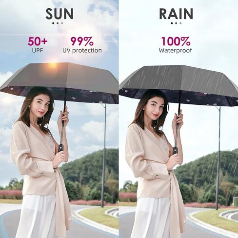 Travel Umbrella for Rain - 2024 Pro-Series Compact Umbrella, Small Umbrella for Backpack, Portable, Lightweight, Windproof, Heavy Duty, Automatic Folding Umbrella in Kuwait