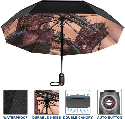 Travel Umbrella for Rain - 2024 Pro-Series Compact Umbrella, Small Umbrella for Backpack, Portable, Lightweight, Windproof, Heavy Duty, Automatic Folding Umbrella in Kuwait