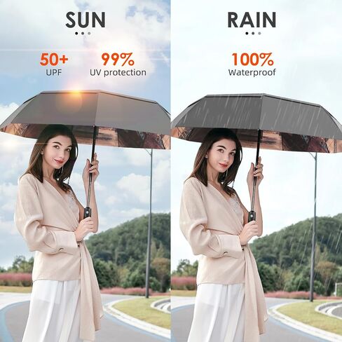 Travel Umbrella for Rain - 2024 Pro-Series Compact Umbrella, Small Umbrella for Backpack, Portable, Lightweight, Windproof, Heavy Duty, Automatic Folding Umbrella in Kuwait