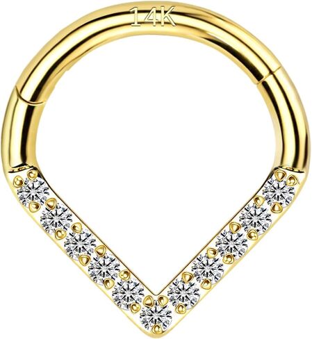 14k Yellow/White Gold Nose Rings 16G for Women & Men, 6mm 8mm 10mm Hinged Segment Cartilage Earring Hoop, Septum Rings, Helix, Rook, Tragus, Daith Body Piercing Jewelry in Saudi Arabia