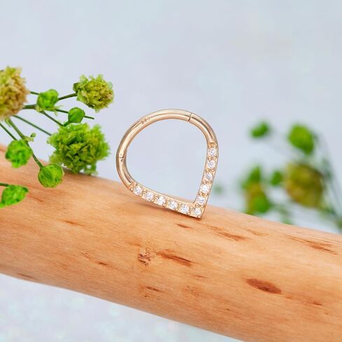 14k Yellow/White Gold Nose Rings 16G for Women & Men, 6mm 8mm 10mm Hinged Segment Cartilage Earring Hoop, Septum Rings, Helix, Rook, Tragus, Daith Body Piercing Jewelry in Saudi Arabia