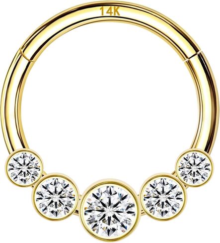 14k Yellow/White Gold Nose Rings 16G for Women & Men, 6mm 8mm 10mm Hinged Segment Cartilage Earring Hoop, Septum Rings, Helix, Rook, Tragus, Daith Body Piercing Jewelry in Saudi Arabia