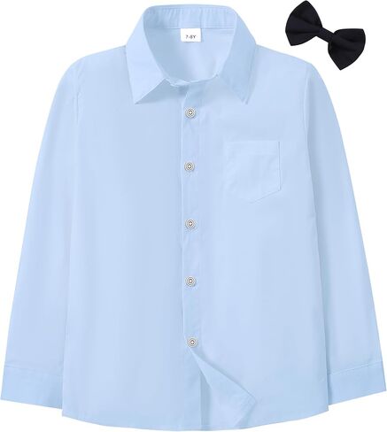 DISAUR Boys Dress Shirts Toddler Boy Button Down Shirt Long Sleeve Removable Bow Tie Button Up Shirt White Formal Graduation in Kuwait