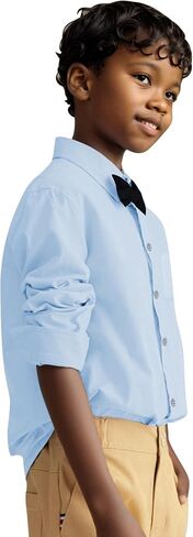 DISAUR Boys Dress Shirts Toddler Boy Button Down Shirt Long Sleeve Removable Bow Tie Button Up Shirt White Formal Graduation in Kuwait