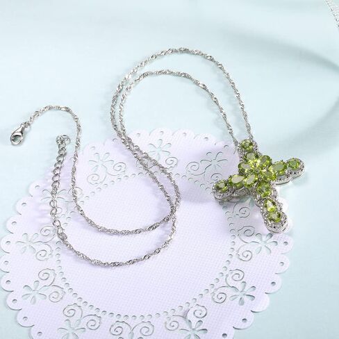 Multiple Style Cross Pendant Necklace for Men Women Sterling Silver Chain Personalized Garnet/Emerald/Green/Blue Turquoise Crystal Cross Necklaces for Christmas Anniversary in Kuwait