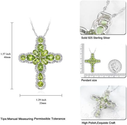 Multiple Style Cross Pendant Necklace for Men Women Sterling Silver Chain Personalized Garnet/Emerald/Green/Blue Turquoise Crystal Cross Necklaces for Christmas Anniversary in Kuwait