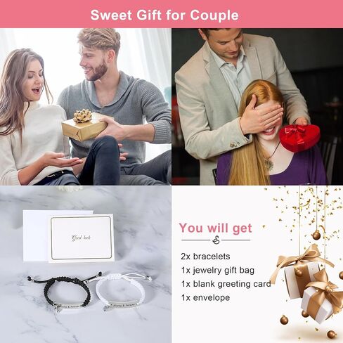 Couple Matching Bracelets for Bf and Gf, Best Friend Friendship Relationship Bracelet, Adjustable Stretch Bracelets Christmas Birthday Valentines Day Anniversary Jewelry Gifts for Him and Her in Saudi Arabia