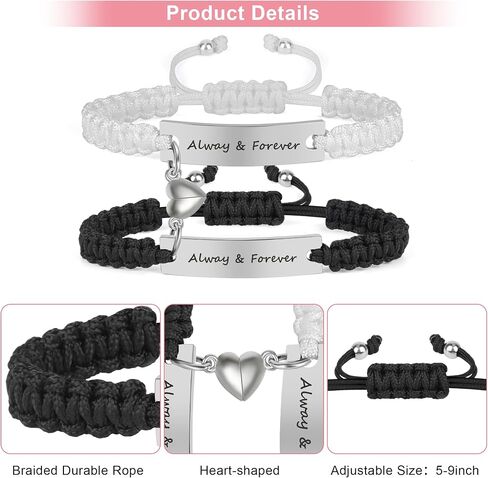 Couple Matching Bracelets for Bf and Gf, Best Friend Friendship Relationship Bracelet, Adjustable Stretch Bracelets Christmas Birthday Valentines Day Anniversary Jewelry Gifts for Him and Her in Saudi Arabia