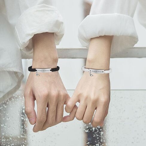 Couple Matching Bracelets for Bf and Gf, Best Friend Friendship Relationship Bracelet, Adjustable Stretch Bracelets Christmas Birthday Valentines Day Anniversary Jewelry Gifts for Him and Her in Saudi Arabia