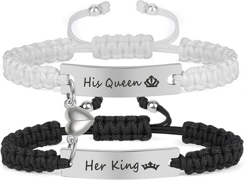 Couple Matching Bracelets for Bf and Gf, Best Friend Friendship Relationship Bracelet, Adjustable Stretch Bracelets Christmas Birthday Valentines Day Anniversary Jewelry Gifts for Him and Her in Saudi Arabia