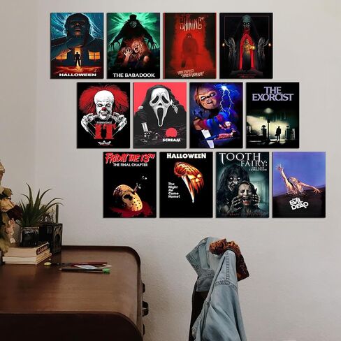 12 قطعة من ملصقات أفلام الرعب الكلاسيكية الكلاسيكية، ديكور فيلم رعب مخيف ومخيف، مجموعة أفلام تشويق فنية للحائط، ديكور رعب للمنزل، رجل كهف، مسكن، ديكور جداري، غير مؤطرة (8 × 10 بوصة) in Saudi Arabia