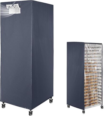 Bread Rack Cover with Zipper,20tier Sheet Pan Rack/Bun Pan Rack Cover with Vents, 23"X28"X64" Bakers Rack Cover with Transparent Window, Bread Rack Cover for Waterproof and Dustproof in Saudi Arabia