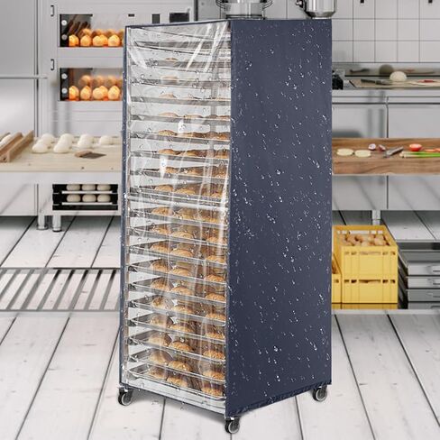 Bread Rack Cover with Zipper,20tier Sheet Pan Rack/Bun Pan Rack Cover with Vents, 23"X28"X64" Bakers Rack Cover with Transparent Window, Bread Rack Cover for Waterproof and Dustproof in Saudi Arabia