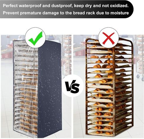 Bread Rack Cover with Zipper,20tier Sheet Pan Rack/Bun Pan Rack Cover with Vents, 23"X28"X64" Bakers Rack Cover with Transparent Window, Bread Rack Cover for Waterproof and Dustproof in Saudi Arabia