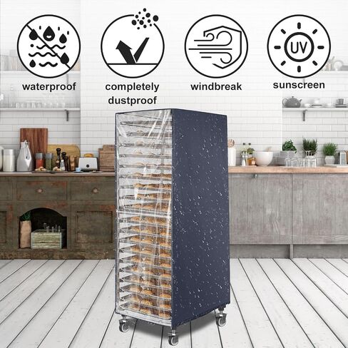 Bread Rack Cover with Zipper,20tier Sheet Pan Rack/Bun Pan Rack Cover with Vents, 23"X28"X64" Bakers Rack Cover with Transparent Window, Bread Rack Cover for Waterproof and Dustproof in Saudi Arabia