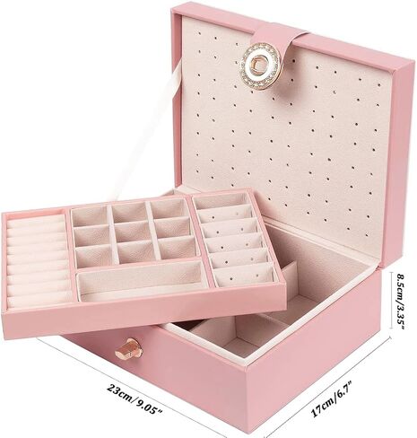 Girls Jewelry Box Earring Holder Organizer for Girls Earring Organizer Teen Jewelry Box Organizer for Girls Pink jewelry Boxes for Earrings Necklace Ring Stud Earring Box Organizer for Girls in Saudi Arabia