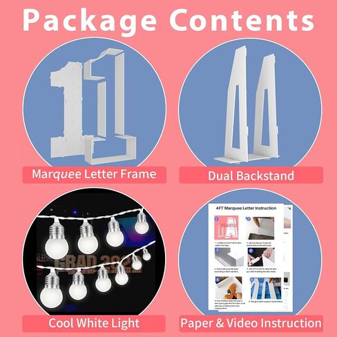 Cool White 4FT Light Up Numbers Pre-Cut Frame Giant Marquee Numbers 1, Mosaic Numbers for Balloons, Light Up Numbers for First 1st 21st Birthday Anniversary Party Decor in Saudi Arabia