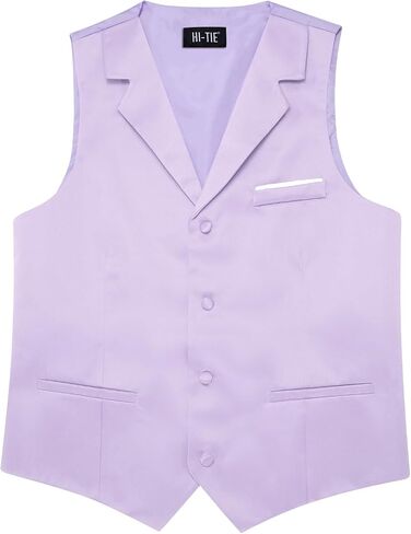 Hi-Tie Men's Solid Formal Vest Business Vest for Men Wedding Mens Notch Lapel Dress Tuxedo Waistcoat Party in Kuwait