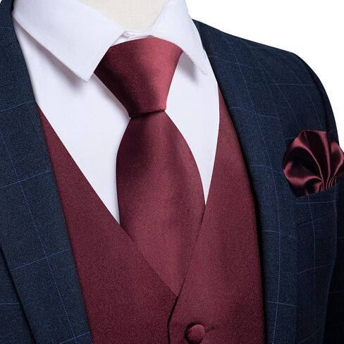 DiBanGu Suit Vest for Men Vest Set with Tie Bowtie Tie Clip Pocket Square Cufflinks 6Pcs Waistcoat in Saudi Arabia