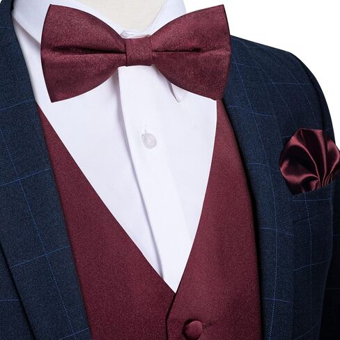 DiBanGu Suit Vest for Men Vest Set with Tie Bowtie Tie Clip Pocket Square Cufflinks 6Pcs Waistcoat in Saudi Arabia